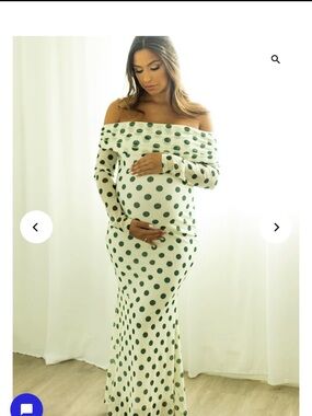 Off-Shoulder Polka Dot Maxi Maternity Dress